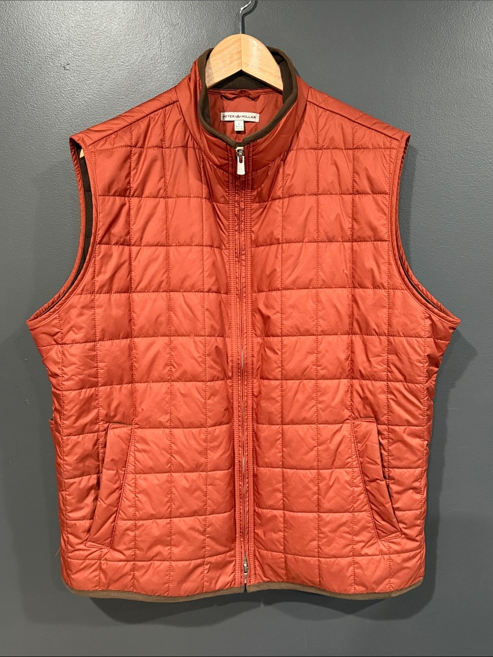 Peter Millar Quilted Rust-Orange Men’s Vest Large L